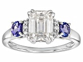 Moissanite And Tanzanite Platineve Ring 1.81ctw DEW