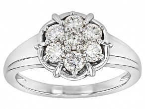 Moissanite Platineve Flower Design Ring .70ctw DEW.