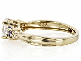 Moissanite And Tanzanite 14k Yellow Gold Over Silver Ring .96ctw DEW