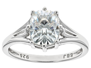 Moissanite 12 Sided Cushion Cut Platineve Solitaire Ring 2.48ct DEW