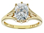 Moissanite 12 Sided Cushion Cut 14k Yellow Over Silver