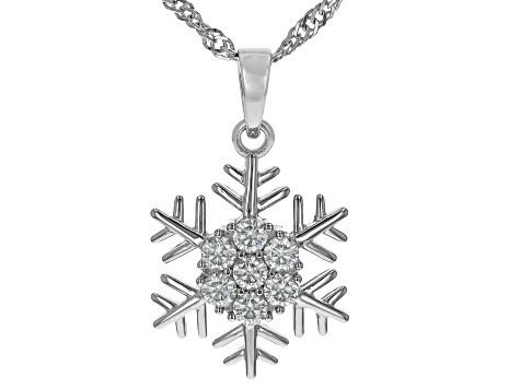 Moissanite Platineve Snowflake Pendant .42ctw DEW