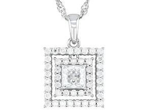 Moissanite Platineve Halo Pendant 1.62ctw DEW