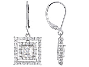 Moissanite Platineve Halo Earrings 3.36ctw DEW