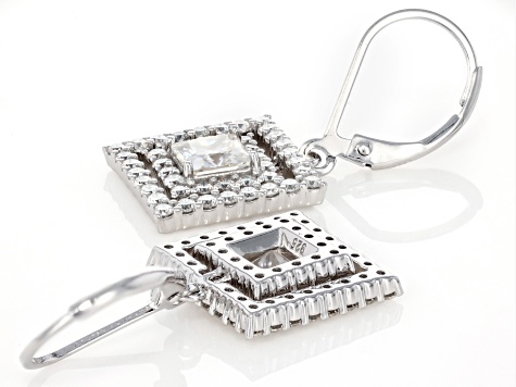 Moissanite Platineve Halo Earrings 3.36ctw DEW