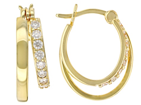 Moissanite 14k Yellow Gold Over Silver Hoop Earrings .48ctw DEW.
