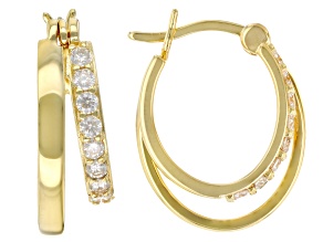 Moissanite 14k Yellow Gold Over Silver Hoop Earrings .48ctw DEW.