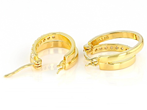 Moissanite 14k Yellow Gold Over Silver Hoop Earrings .48ctw DEW.