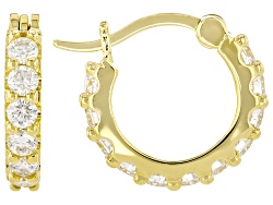 Moissanite 14k Yellow Gold Over Silver Hoop Earrings 0.24ctw DEW