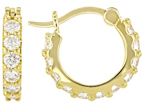 Moissanite 14k Yellow Gold Over Silver Hoop Earrings 1.32ctw DEW.
