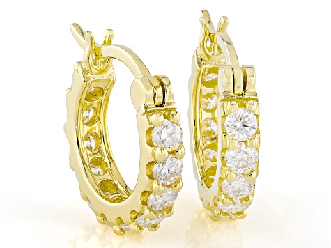 Moissanite 14k Yellow Gold Over Silver Hoop Earrings 1.32ctw DEW.