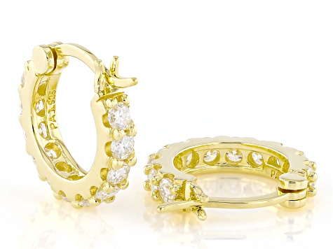 Moissanite 14k Yellow Gold Over Silver Hoop Earrings 1.32ctw DEW.