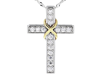 Moissanite Platineve Cross Pendant .33ct DEW