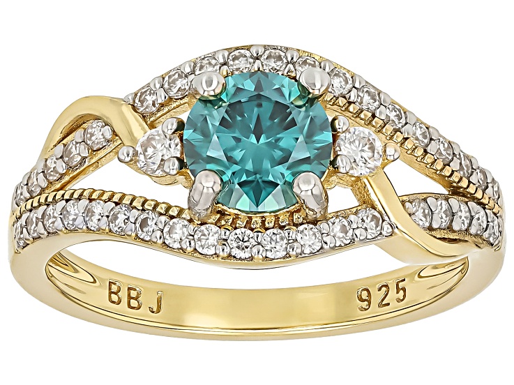 MOISSANITE ゴールドリング 18K RGP印刻 Yellow And Colorless Moissanite With Yellow Sapphire 14k