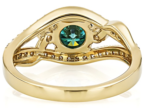 Green And Colorless Moissanite 14k Yellow Gold Over Silver