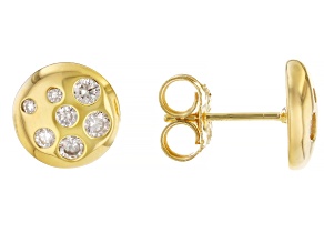 Moissanite 14k Yellow Gold Over Silver Scatter Design  Earring .56ctw DEW.