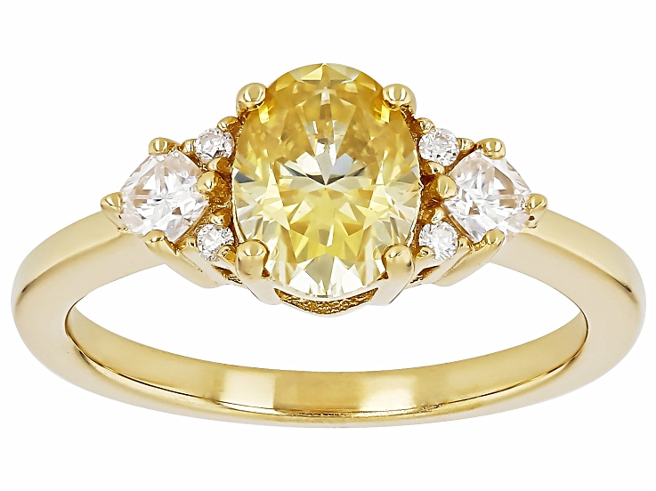 Yellow And Colorless Moissanite 14k Yellow Gold Over Silver