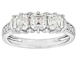 Moissanite Platineve 3 stone Ring 1.48ctw DEW.