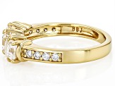 Moissanite 14k Yellow Gold Silver 3 stone Ring 1.48ctw DEW.