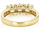 Moissanite 14k Yellow Gold Silver 3 stone Ring 1.48ctw DEW.