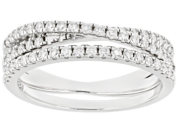 Moissanite Platineve And 14k Yellow Gold Over Silver Crossover Ring 1.32ctw DEW.