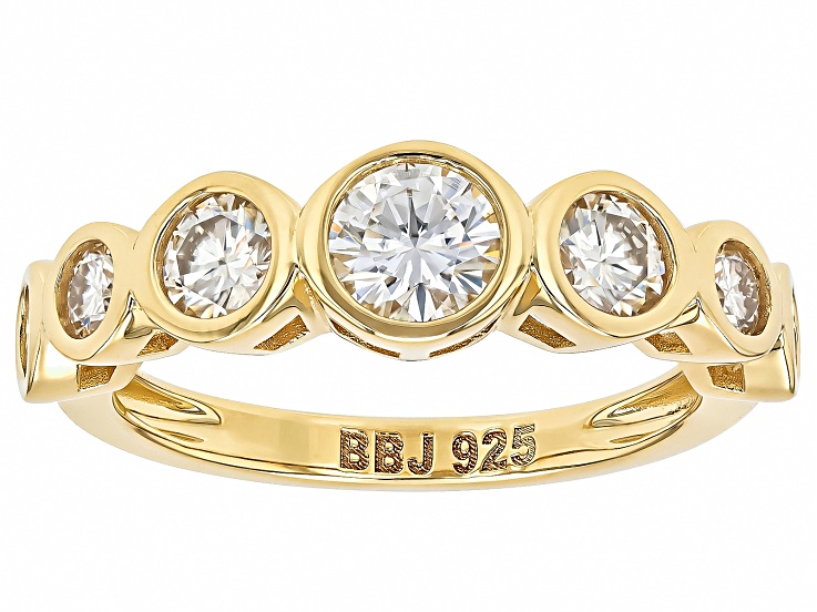 Moissanite 14k Yellow Gold Over Silver Graduated Ring 1.36ctw DEW