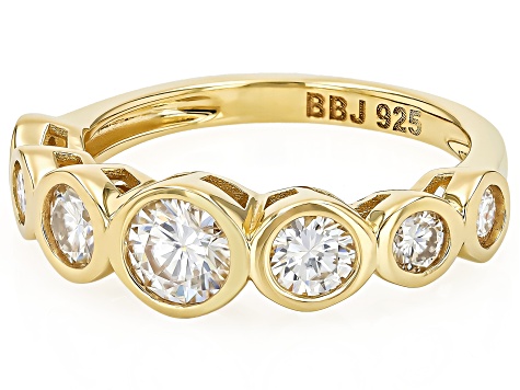 Moissanite 14k Yellow Gold Over Silver Graduated Ring 1.36ctw DEW