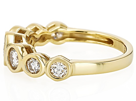 Moissanite 14k Yellow Gold Over Silver Graduated Ring 1.36ctw DEW