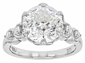 145 Faceted Round Cut Moissanite Platineve Ring 4.48ctw DEW