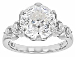145 Faceted Round Cut Moissanite Platineve Ring 4.48ctw DEW