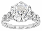 145 Faceted Round Cut Moissanite Platineve Ring 4.48ctw DEW