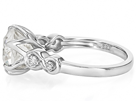 145 Faceted Round Cut Moissanite Platineve Ring 4.48ctw DEW