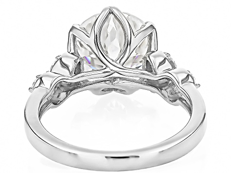 145 Faceted Round Cut Moissanite Platineve Ring 4.48ctw DEW