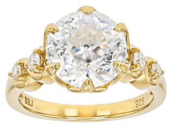 Picture of 145 Faceted Round Cut Moissanite 14k Yellow Gold Over Silver Ring 4.48ctw DEW