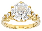 145 Faceted Round Cut Moissanite 14k Yellow Gold Over Silver Ring 4.48ctw DEW