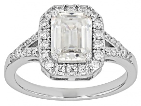 Moissanite Platineve Halo Ring 2.35ctw DEW