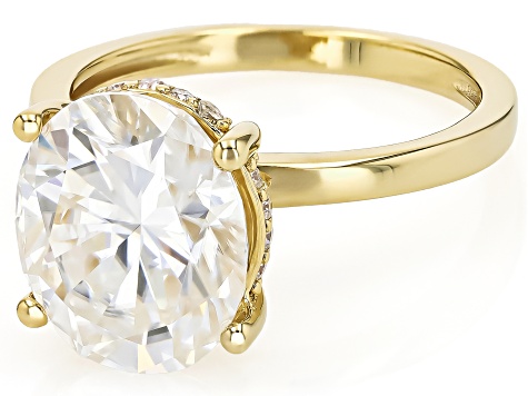 Moissanite 14k Yellow Gold Over Silver Ring 6.08ctw DEW