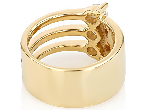 18K gold Overlay リング White Cubic Zirconia 18k Yellow Gold Over Sterling Silver