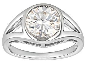 Moissanite Platineve Solitaire Ring 2.20ct DEW.