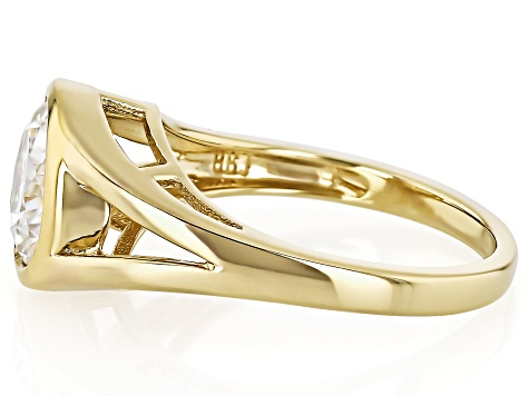 Moissanite 14k Yellow Gold Over Silver Solitaire Ring 2.20ct DEW.