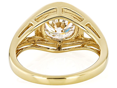 Moissanite 14k Yellow Gold Over Silver Solitaire Ring 2.20ct DEW.