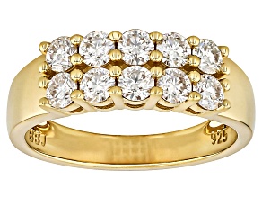 Moissanite 14k Yellow Gold Over Silver Multi Row Band Ring 1.00ctw DEW.
