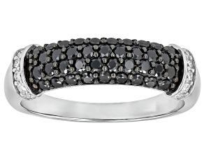 Black And Colorless Moissanite Platineve Band Ring 0.88ctw DEW.