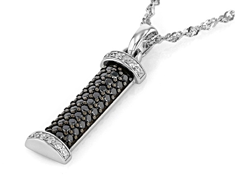 Black And Colorless Moissanite Platineve Pendant 0.92ctw DEW