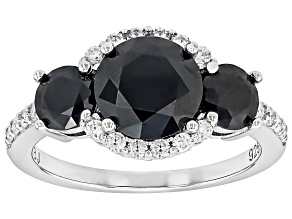 Black And Colorless Moissanite Platineve Halo Ring 3.10ctw DEW.
