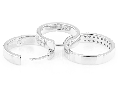 Moissanite Platineve Hoop Earrings and Band Ring Set 1.20ctw DEW.