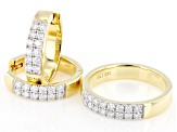 Moissanite 14k Yellow Gold Over Silver Hoop Earrings and Band Ring Set 1.20ctw DEW.