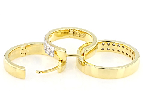 Moissanite 14k Yellow Gold Over Silver Hoop Earrings and Band Ring Set 1.20ctw DEW.