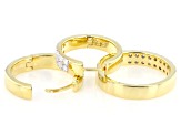 Moissanite 14k Yellow Gold Over Silver Hoop Earrings and Band Ring Set 1.20ctw DEW.
