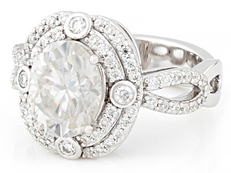 Moissanite Platineve Halo Design Ring 3.78ctw DEW. - MFJ608 | JTV